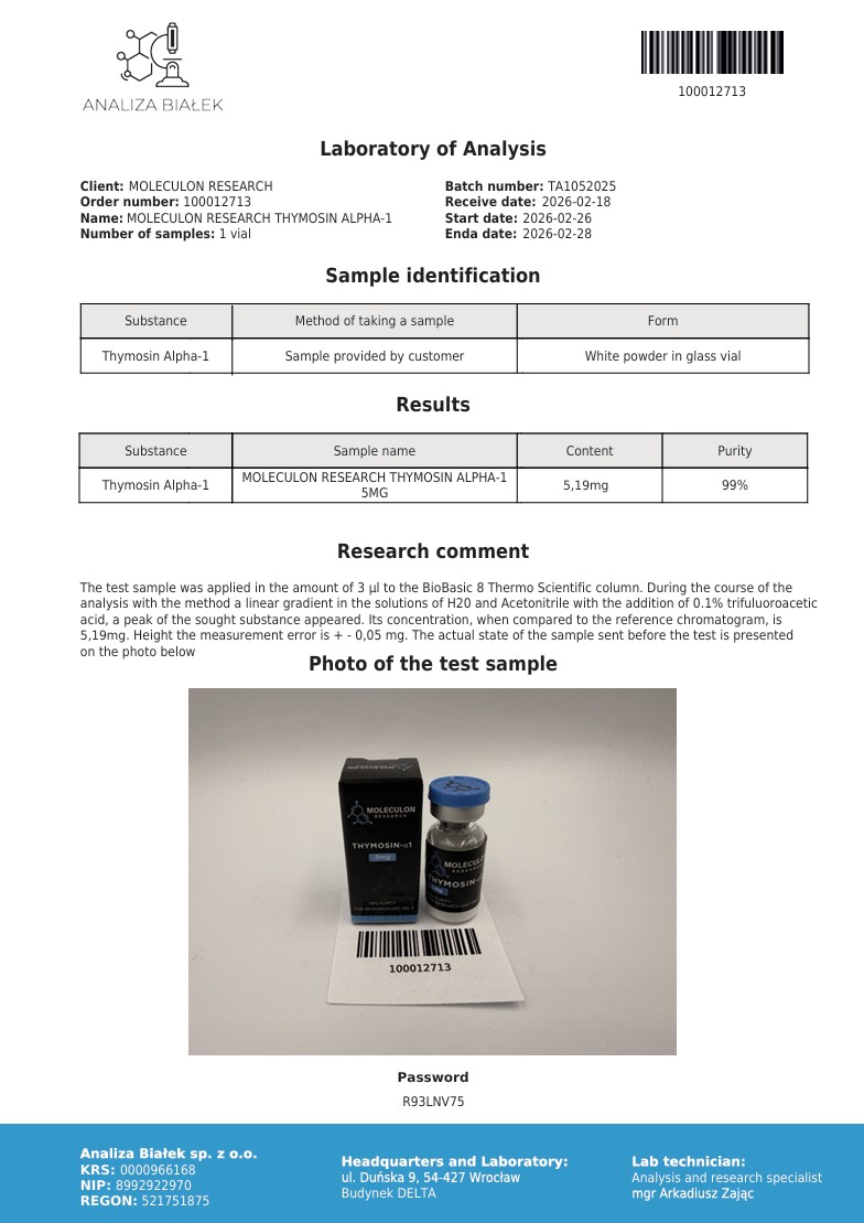 COA Thymosin Alpha-1 5mg